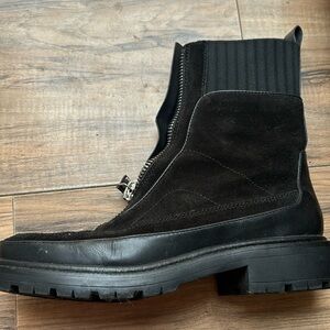 Black, ankle boots, leather